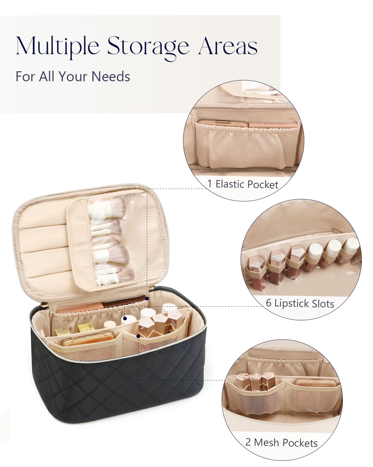 Prite makeup bag top-flap access allows quick reach to tools during trips