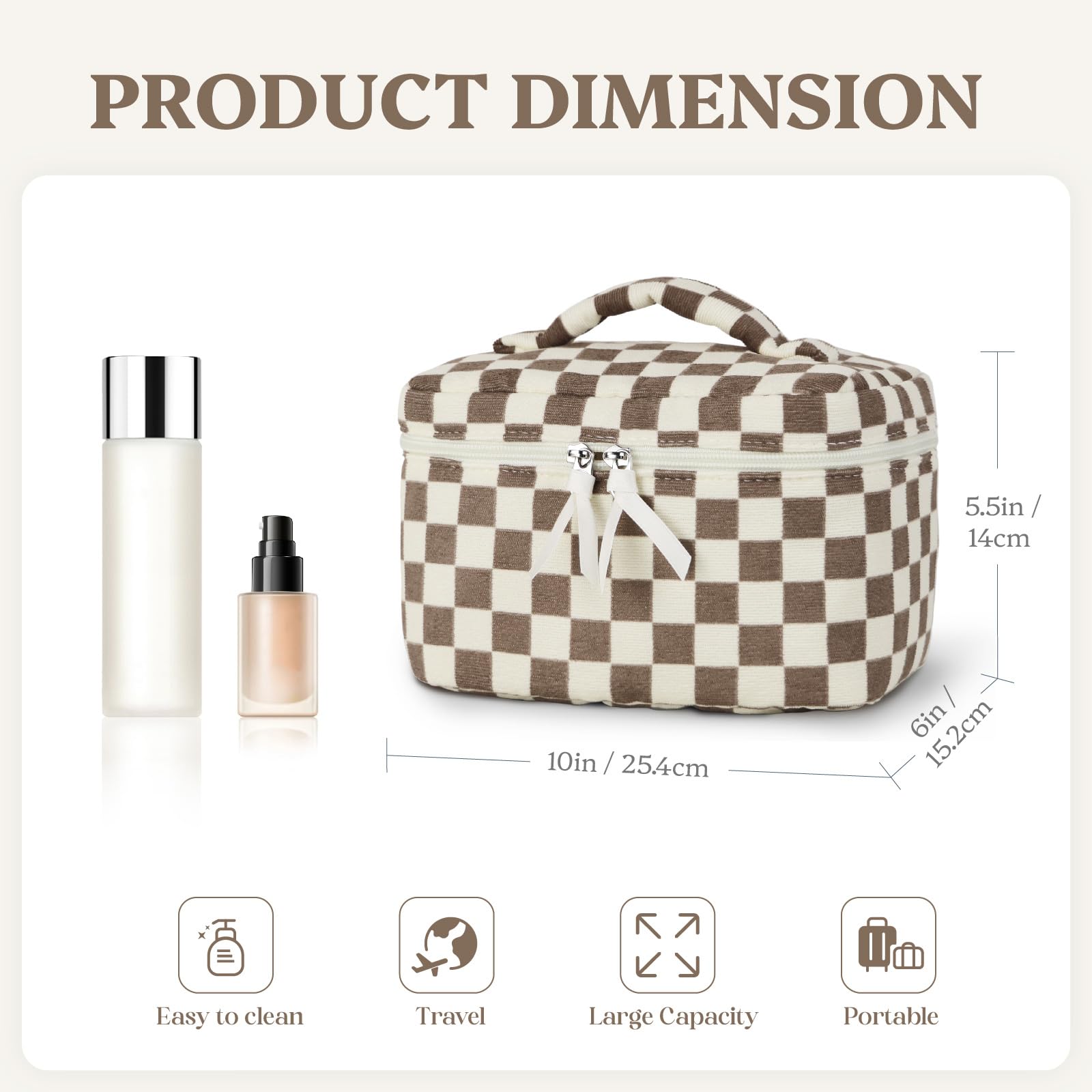 Prite makeup bag with travel handle for easy grabbing