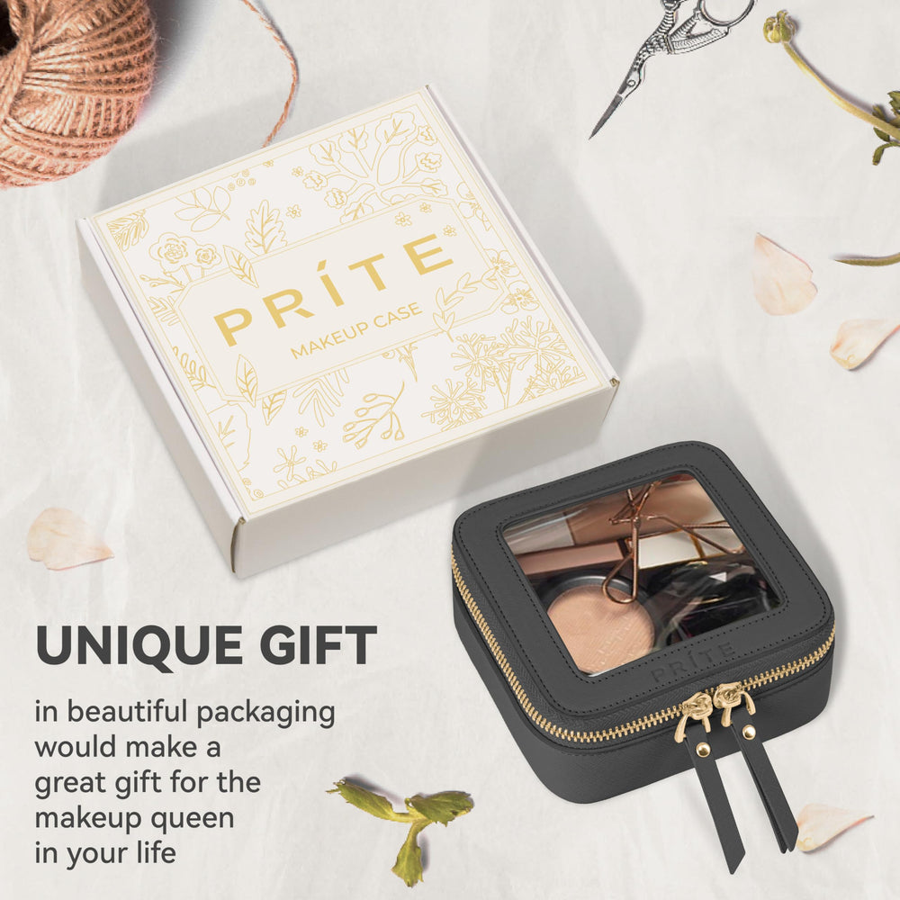 Prite mini clear makeup bag with brushes keeps brushes neatly organized
