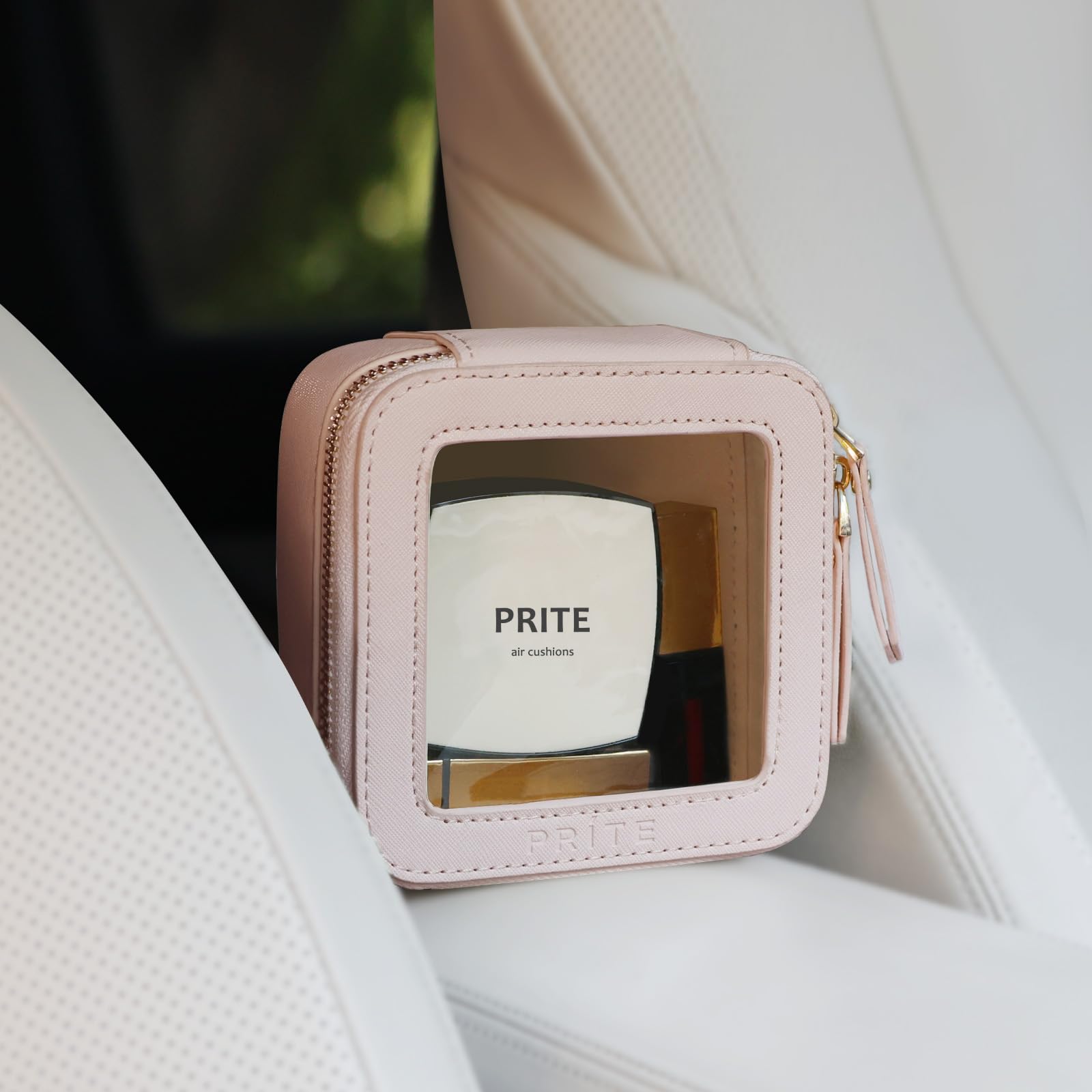 Prite small makeup bag transparent panel enables quick access