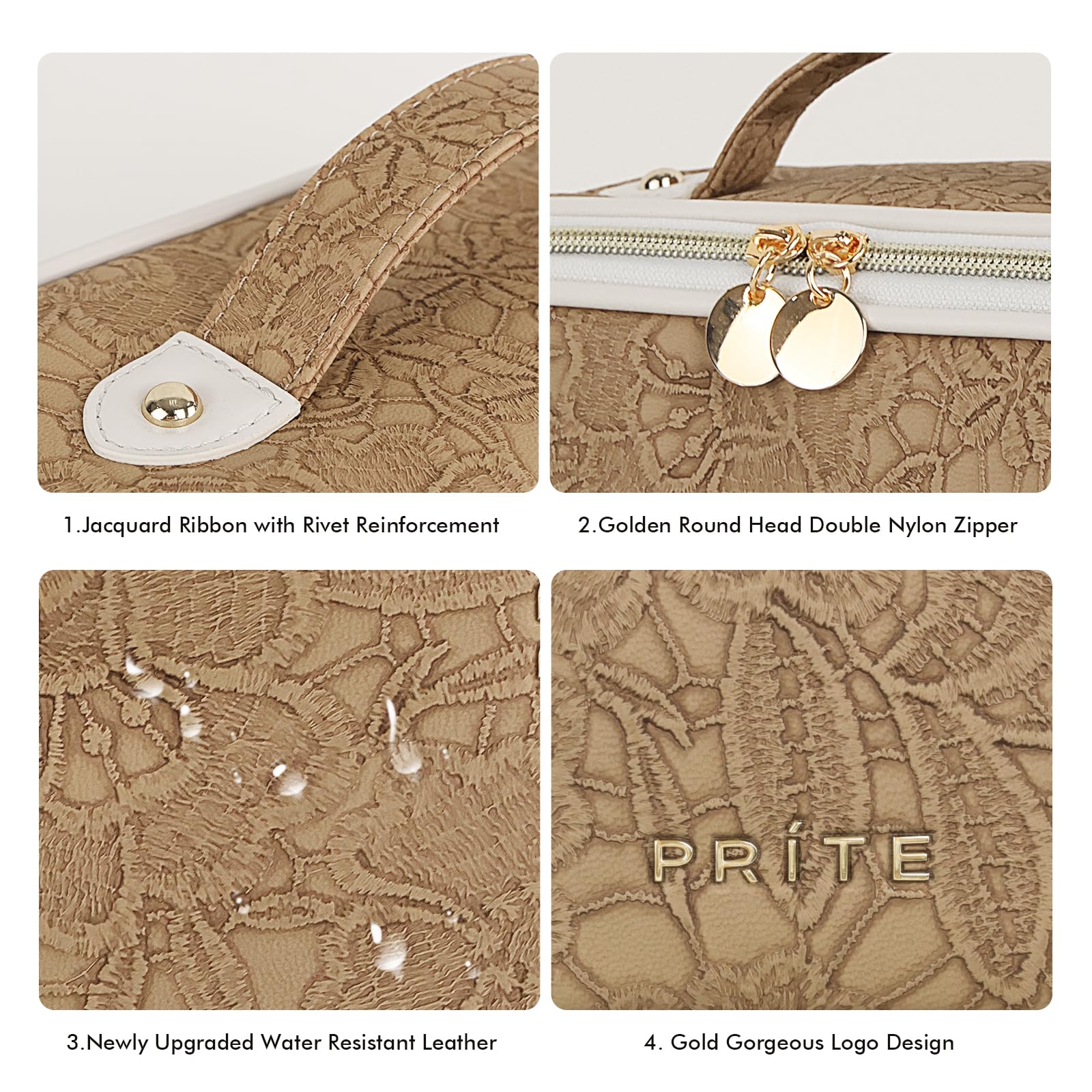 Prite bag's vegan leather exterior is water-resistant and simple to wipe clean.