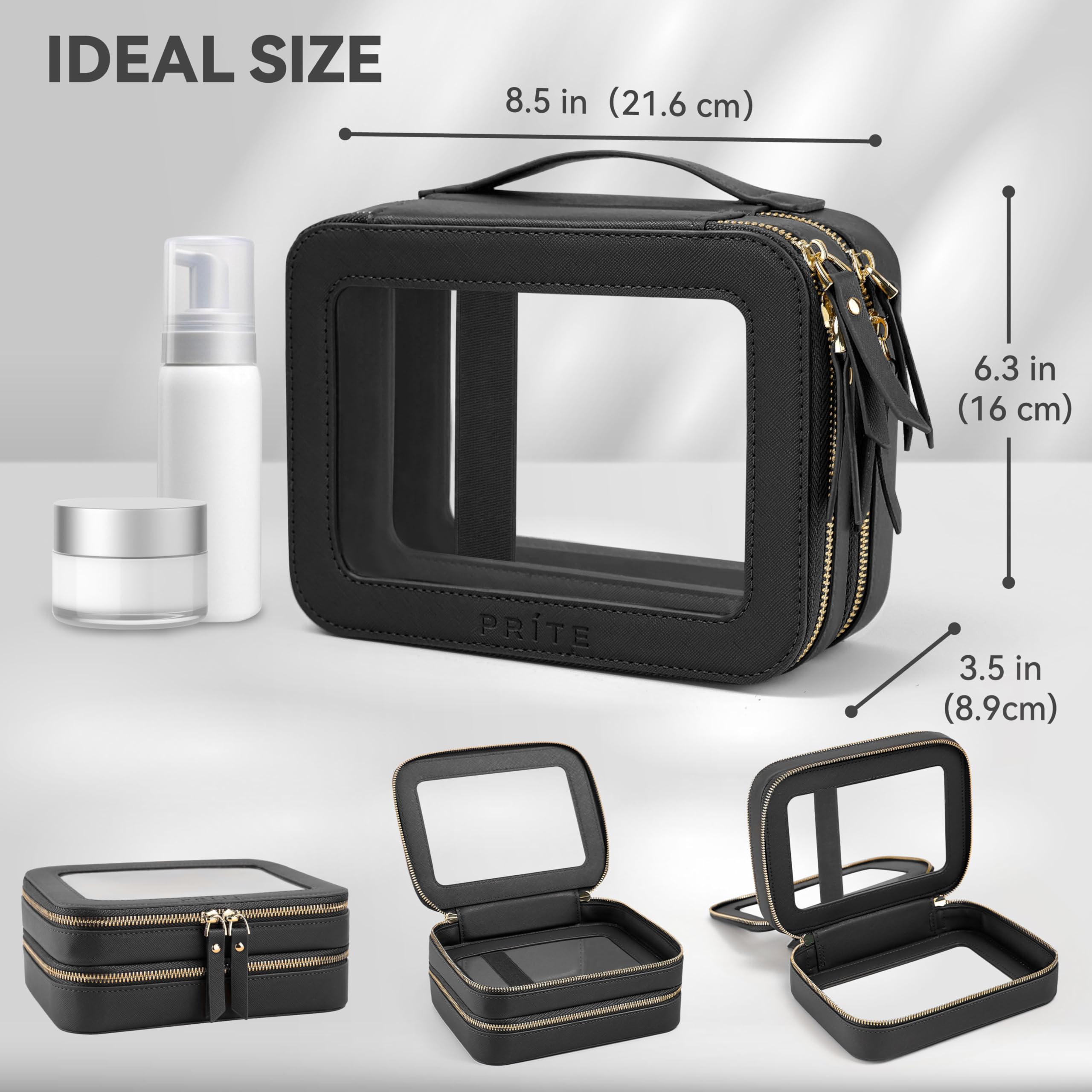Prite vegan-leather makeup pouch offers durable, premium look with easy care