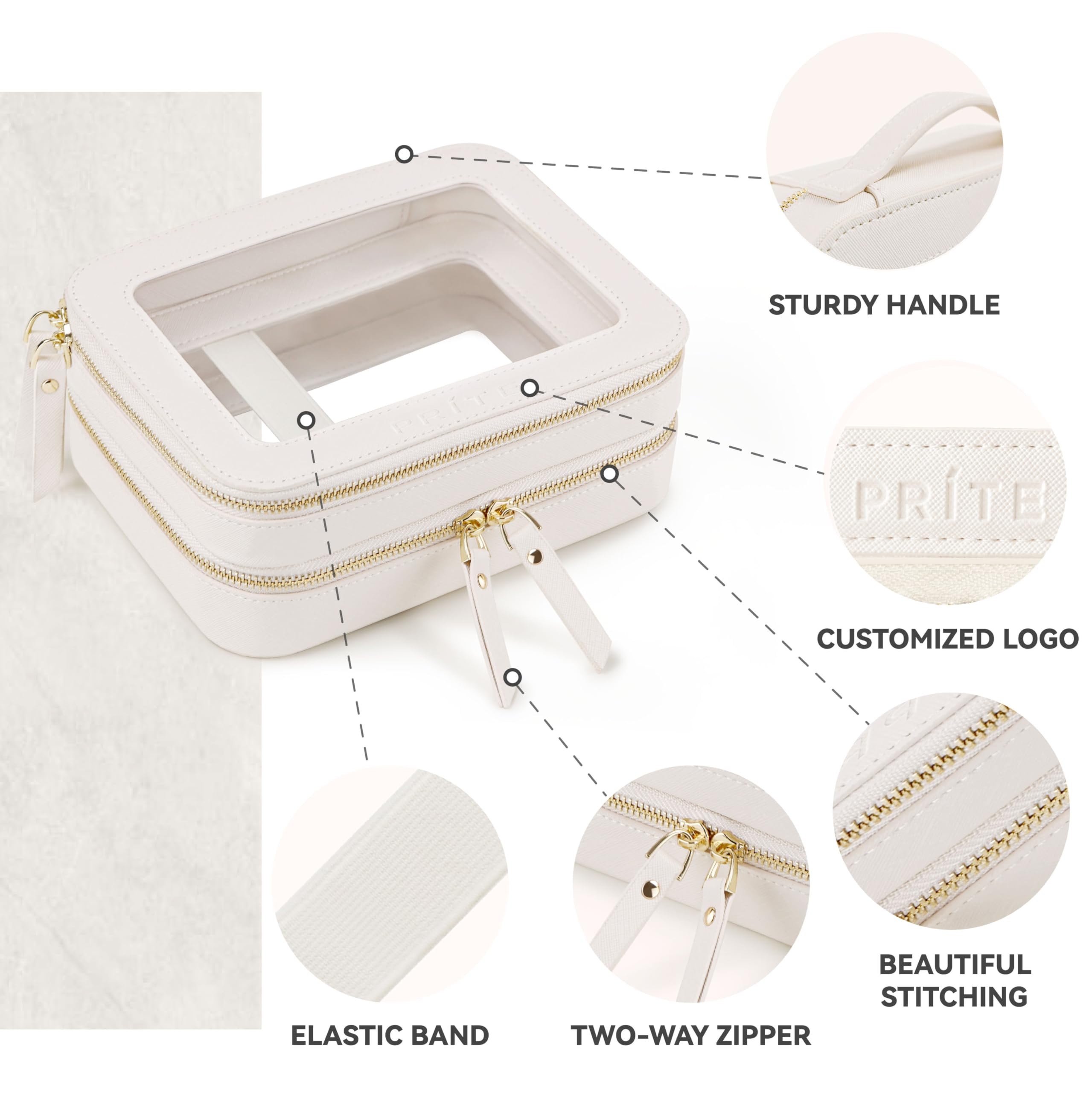 Prite waterproof makeup bag resists spills and cleans easily
