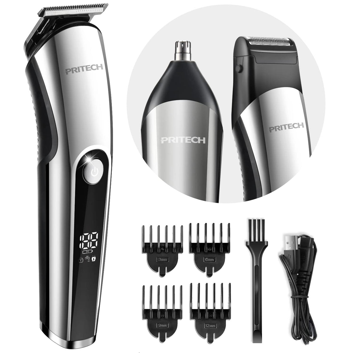 PRITECH beard trimmer kit front view for convenient everyday grooming.