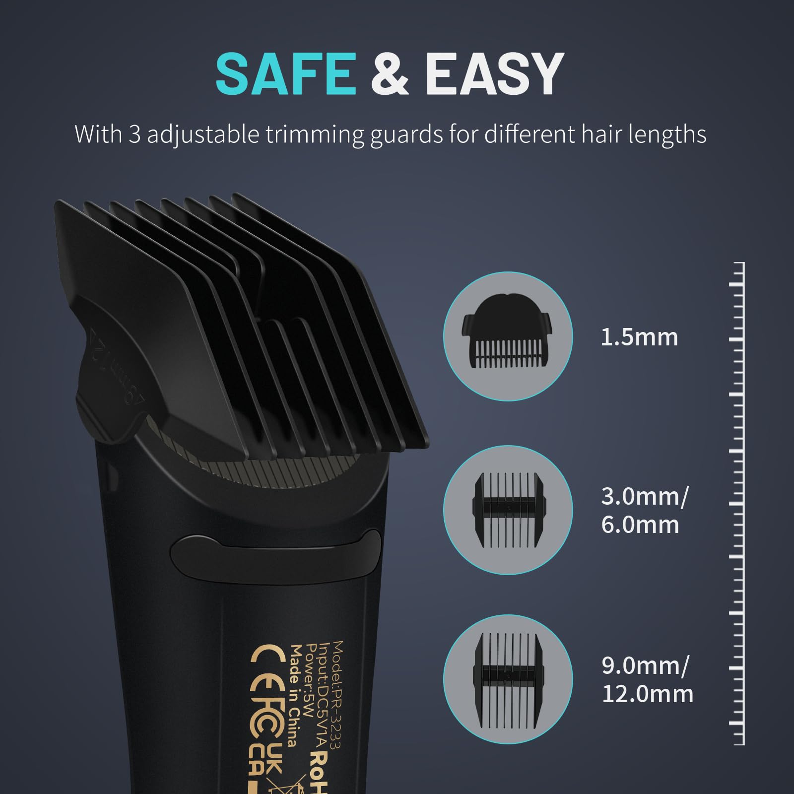 PRITECH LED-lit trimming area for precise grooming in dim light