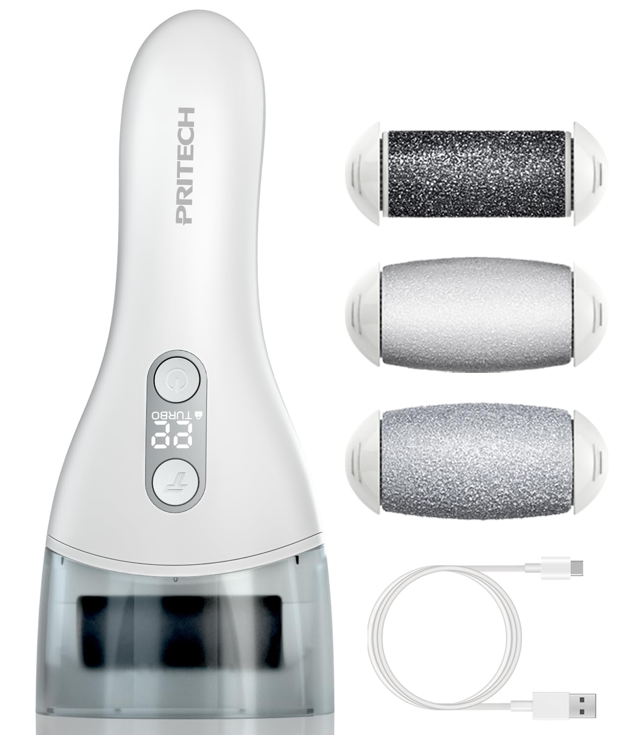 PRITECH Electric Callus Remover charging dock keeps the device ready for extended sessions