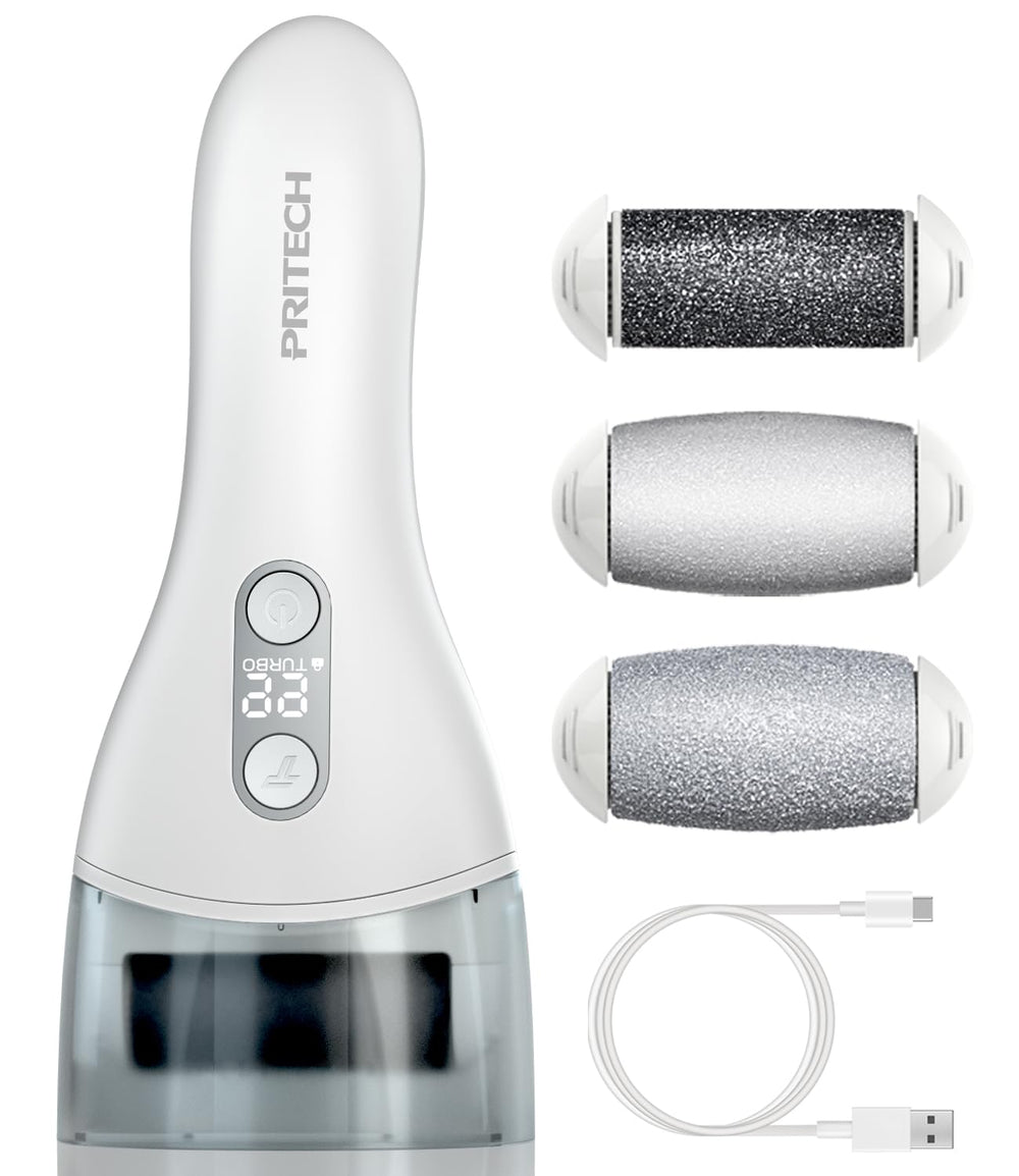 PRITECH Electric Callus Remover charging dock keeps the device ready for extended sessions