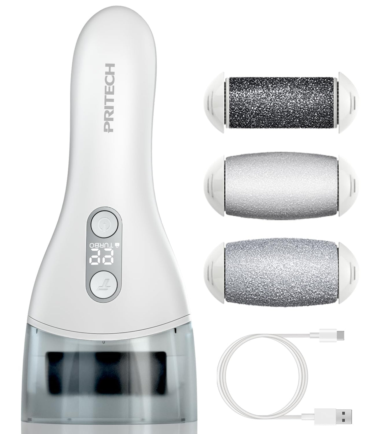 PRITECH Electric Callus Remover charging dock keeps the device ready for extended sessions