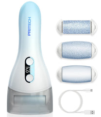PRITECH electric callus remover front view demonstrates turbo mode for faster smoothing.