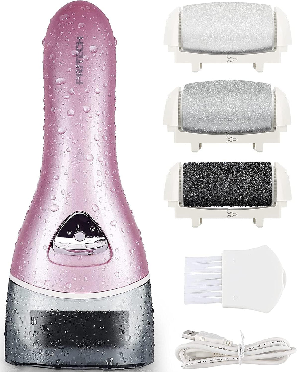 PRITECH electric foot callus remover charging dock enables convenient cordless pedicures.