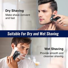 Pritech electric razor's waterproof build enables shower shaving and quick cleaning after use.