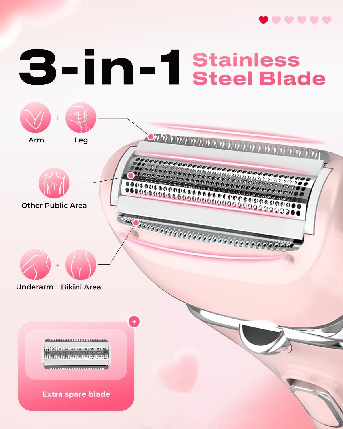 PRITECH razor near underarms provides precise close shave with curved blade for sensitive areas