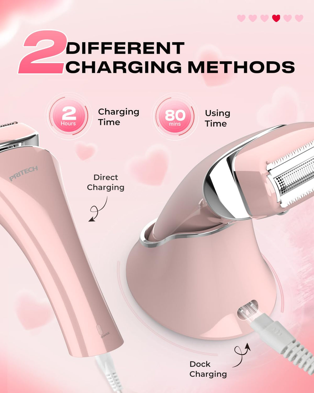 PRITECH razor shows wet and dry capability with IPX6 waterproof design for shower shaving