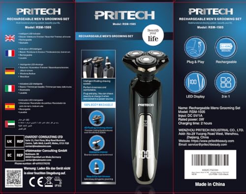 PRITECH electric shaver portable on-the-go grooming companion