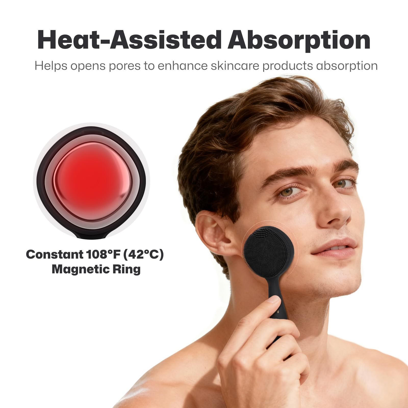 PRITECH facial cleansing brush t-zone-bristles targets nose and chin for deep clean