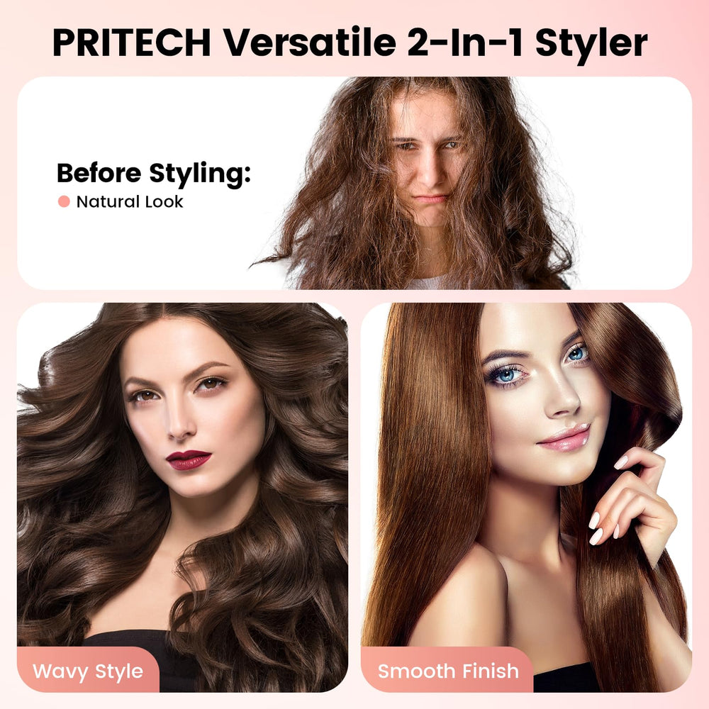 PRITECH 2-in-1 straight and curl offers versatile looks.