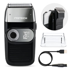 PRITECH foil razor image highlights a precise close shave for a polished look.