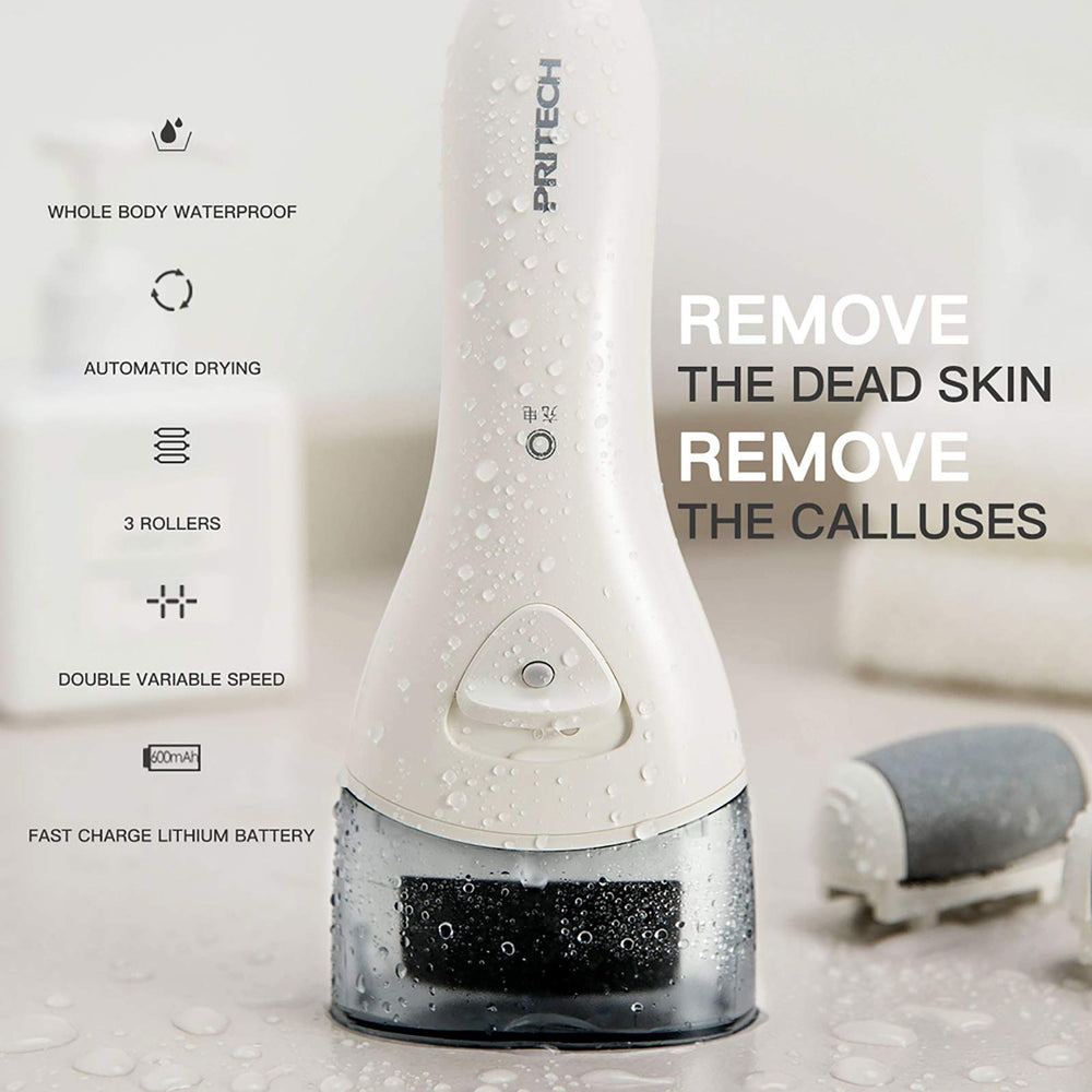 PRITECH foot callus remover with IPX6 waterproof design for easy cleaning.