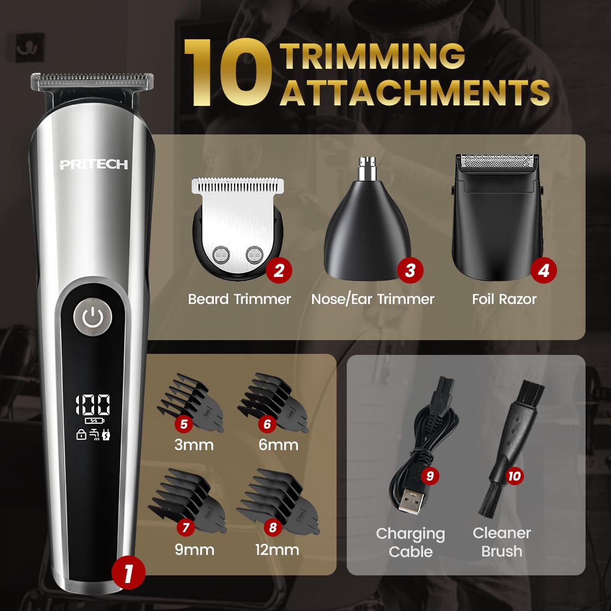 PRITECH IPX6 waterproof design enables wet and dry use and easy cleaning.