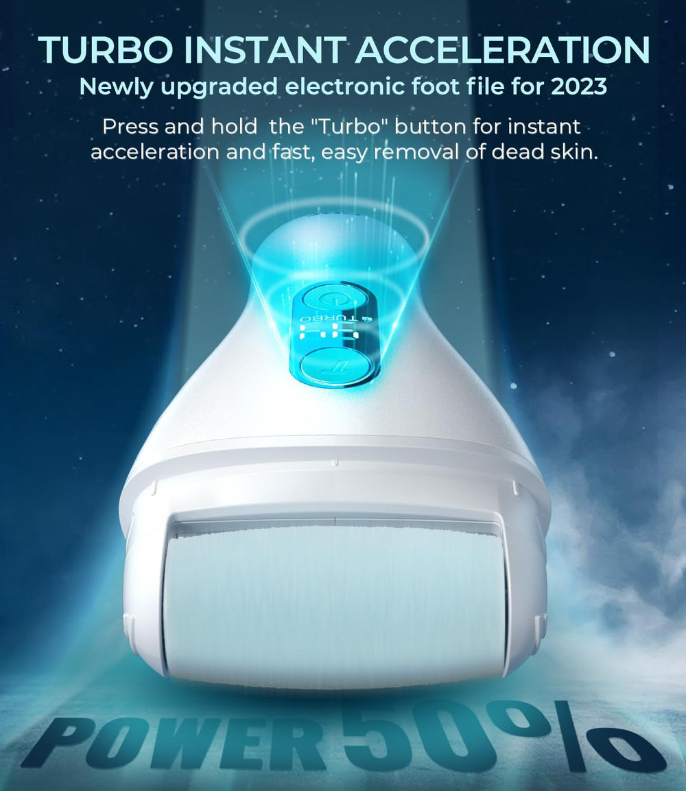 PRITECH IPX7 waterproof foot scrubber ready for wet or dry skin care.