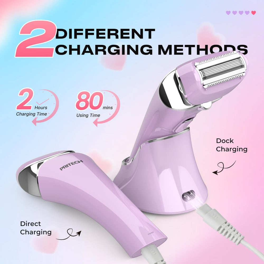 PRITECH USB dock charging for convenient cordless grooming.