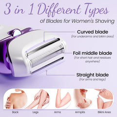 PRITECH three blade system with straight, foil, and curved blades for varied lengths
