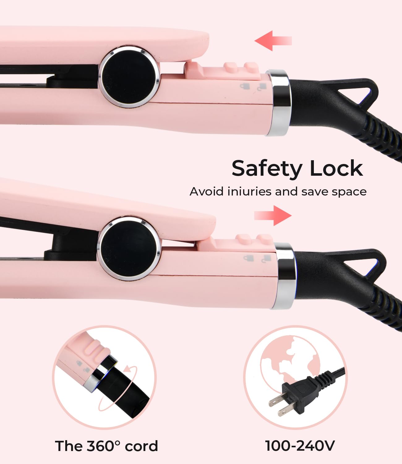 PRITECH flat iron dual voltage supports worldwide use with auto shut-off for safety