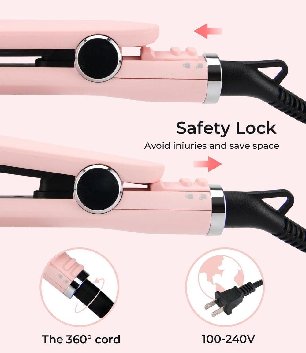 PRITECH flat iron dual voltage supports worldwide use with auto shut-off for safety