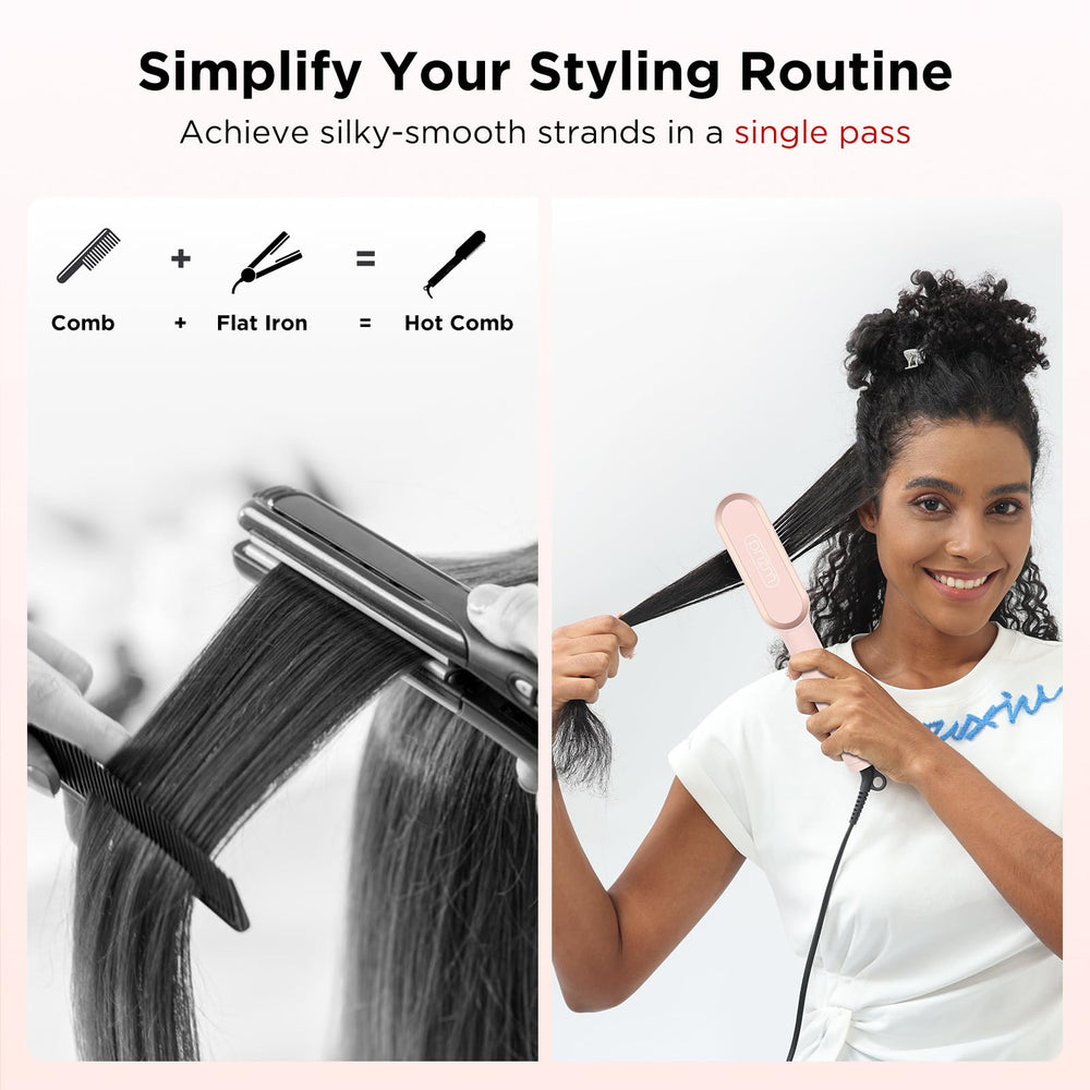Prizm hair straightener brush LED display close-up for precise temperature control