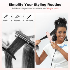 Prizm hair straightener brush LED display close-up for precise temperature control