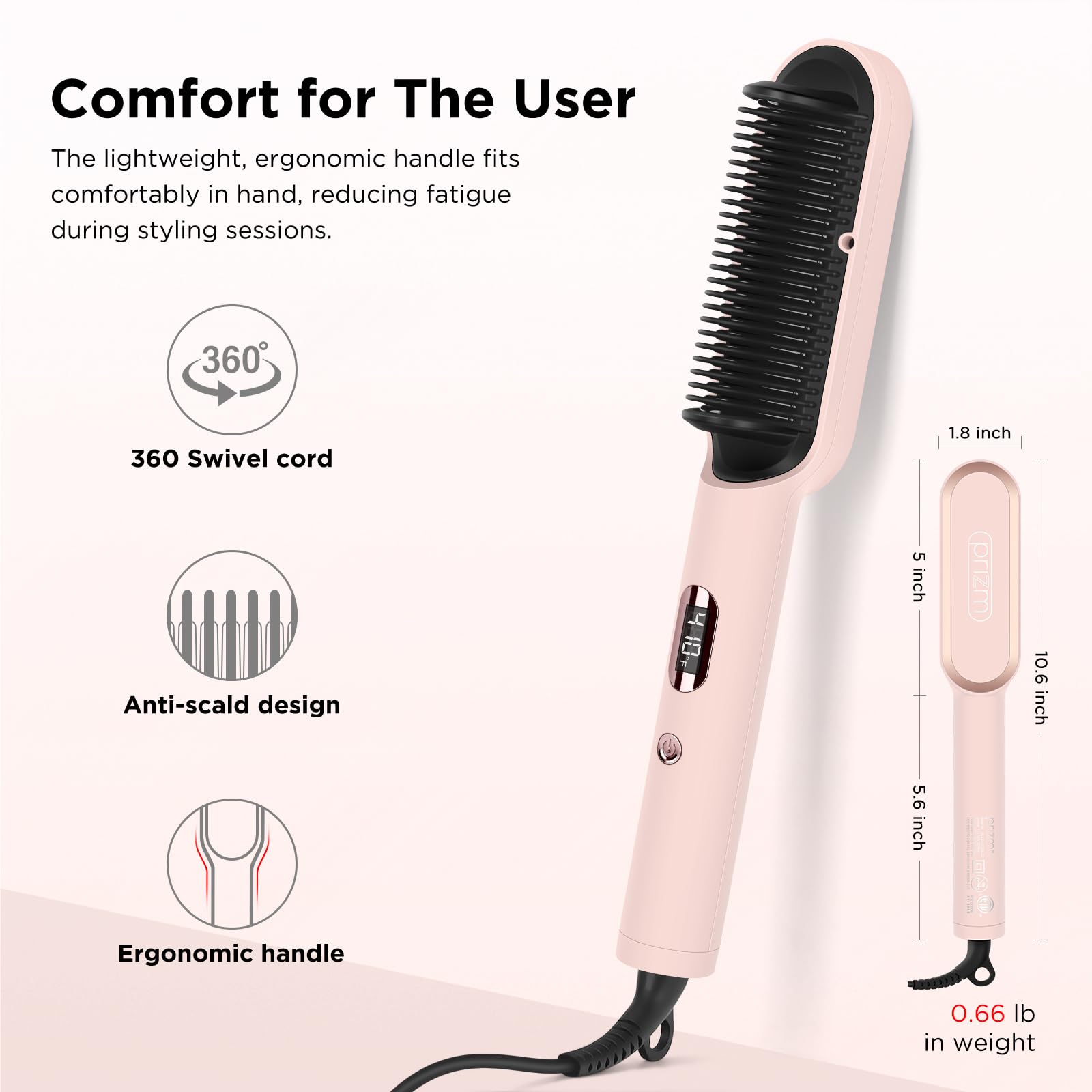 Prizm hair straightener brush packaging indicates gift-ready presentation