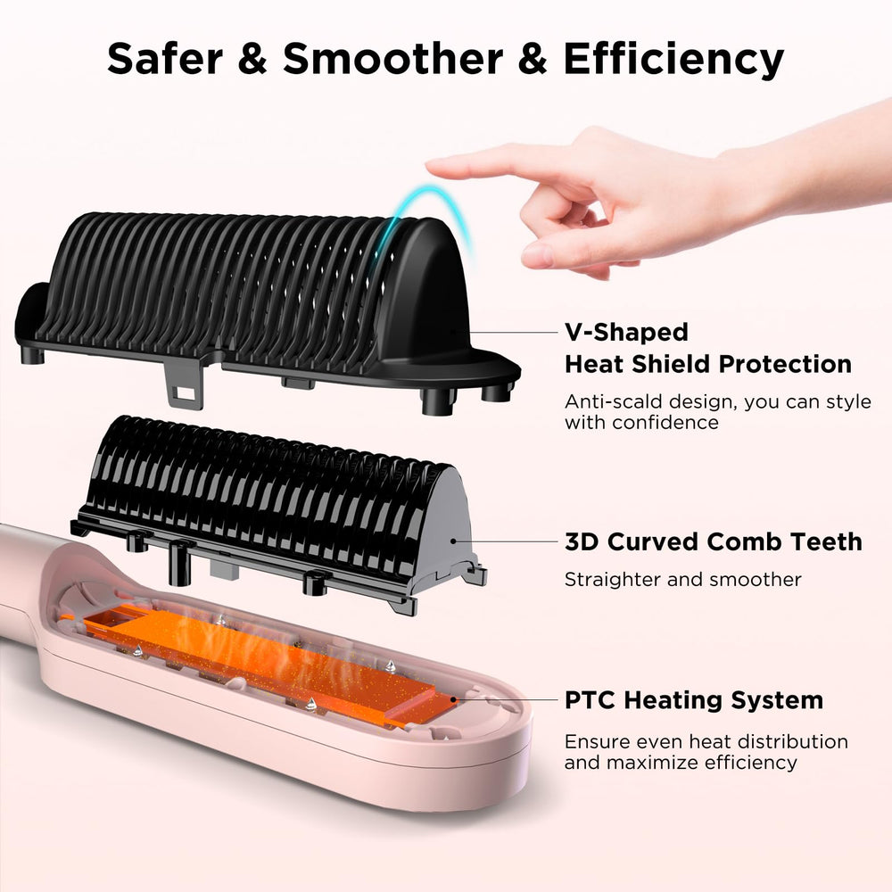 Prizm hair straightener brush teeth close-up highlights keratin ceramic coating