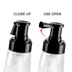 Pro Barber powder spray bottle side view highlights exterior spring reducing powder contact.