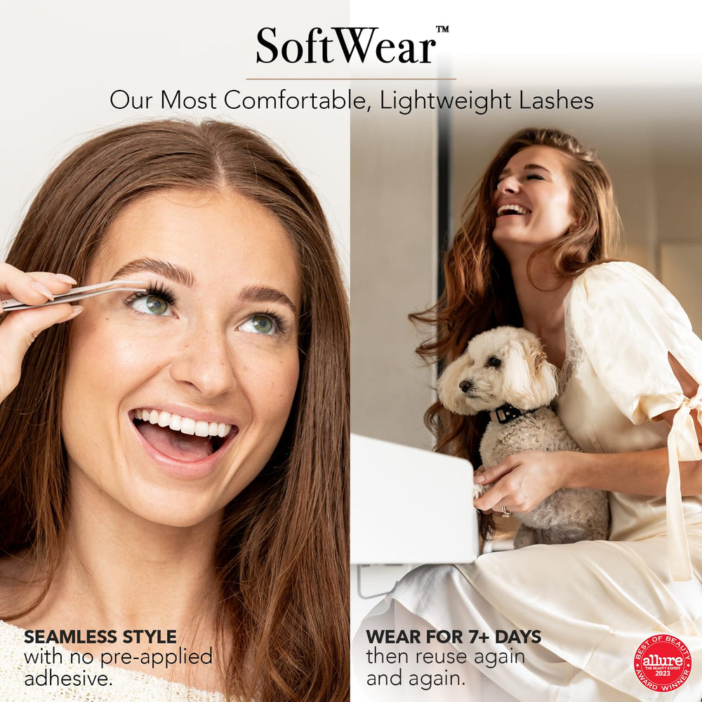 Pro Lash SoftWear tweezers close-up enabling precise placement of lash clusters.