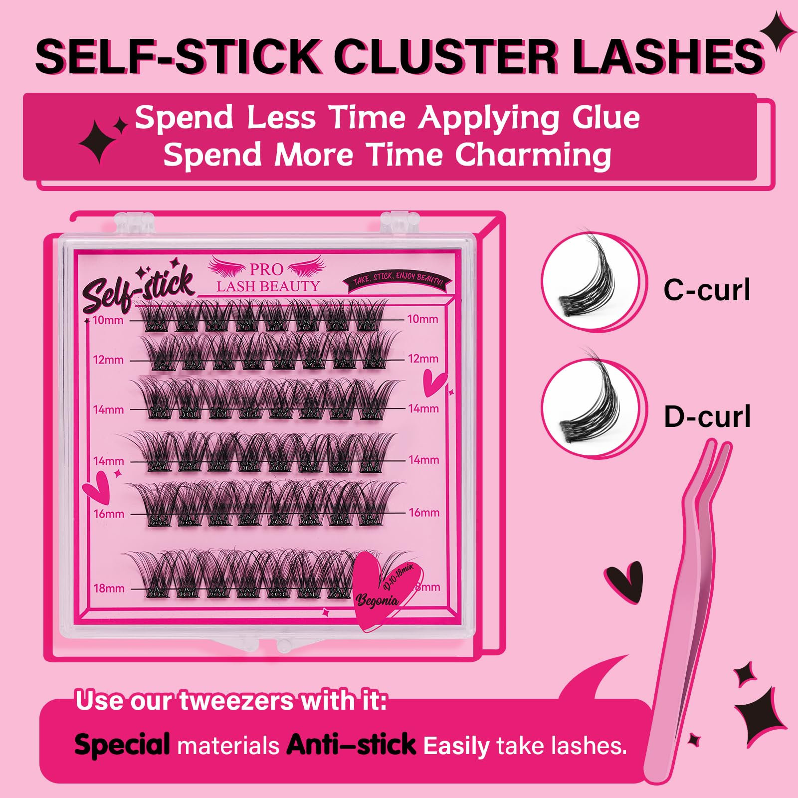 PRO LASHBEAUTY 1 tweezer included image highlights precise placement for easy use.