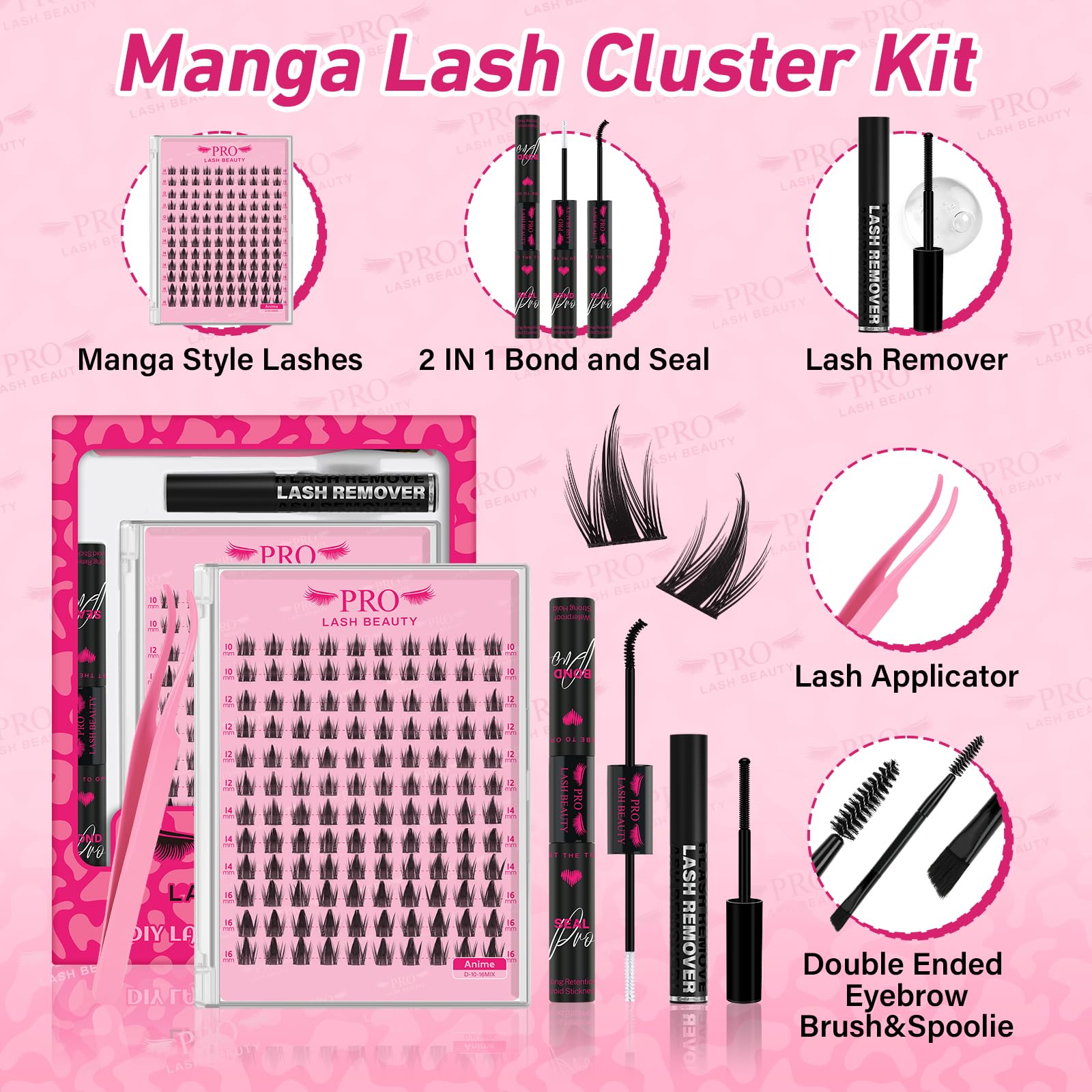 PRO LASHBEAUTY lash bond and seal bottle for long-lasting hold with a gentle formula.