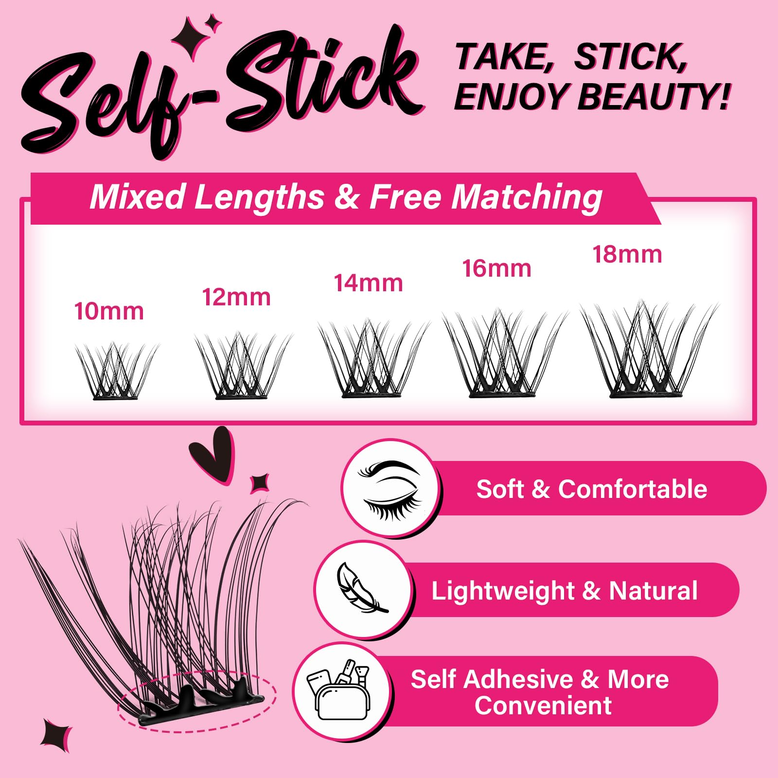 PRO LASHBEAUTY Begonia, pestañas ligeras y cómodas para uso diario