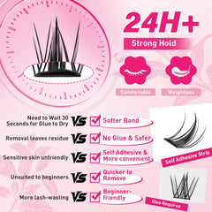 PRO LASHBEAUTY no-glue lashes demonstrate easy, residue-free application.