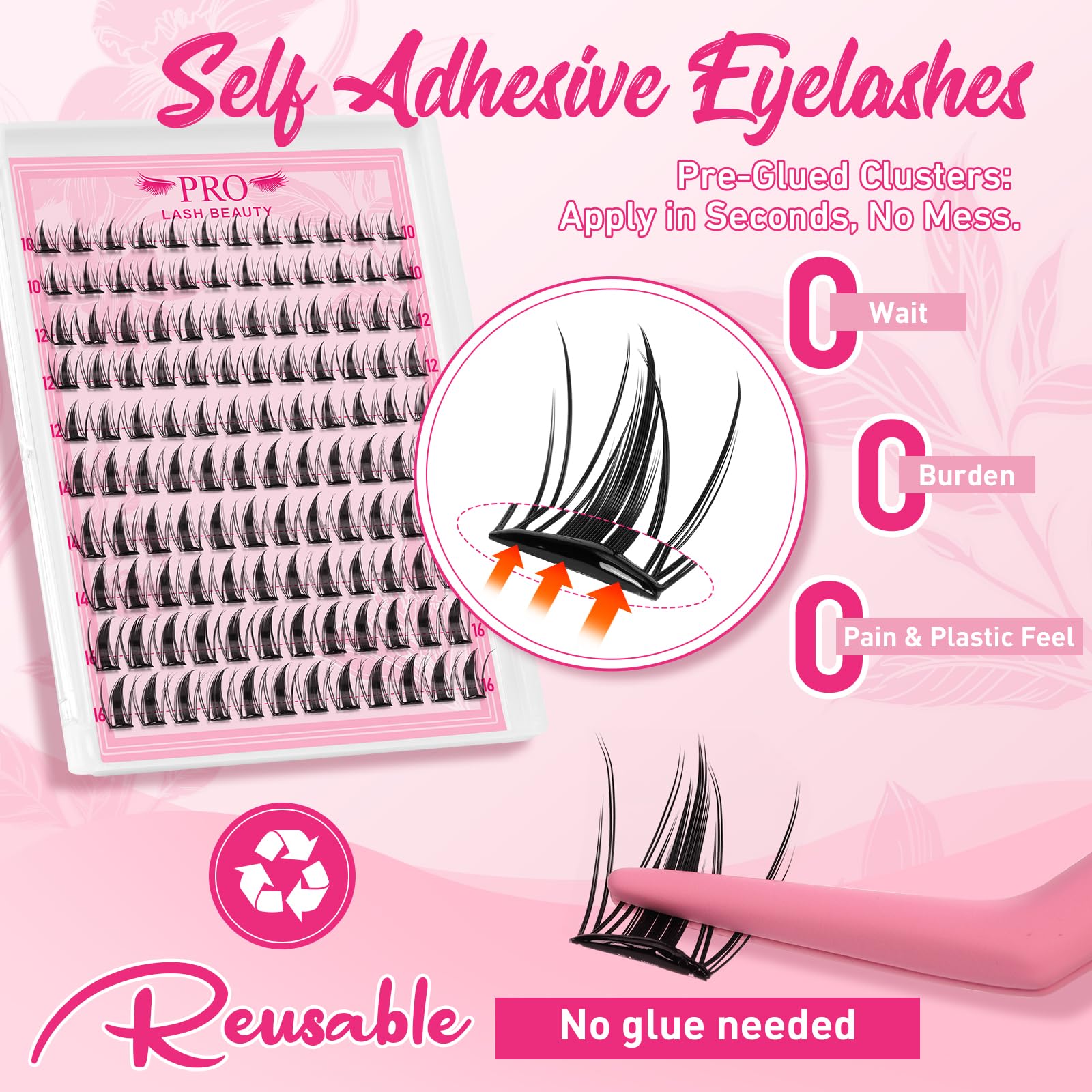 PRO LASHBEAUTY self-adhesive lash tray enables fast, glue-free eye enhancement.