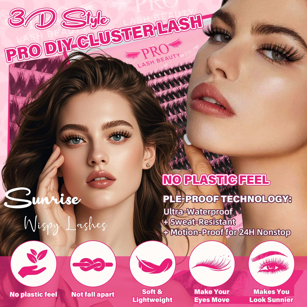 PRO LASHBEAUTY sunrise mix 8-18 clusters for natural-to-dramatic volume