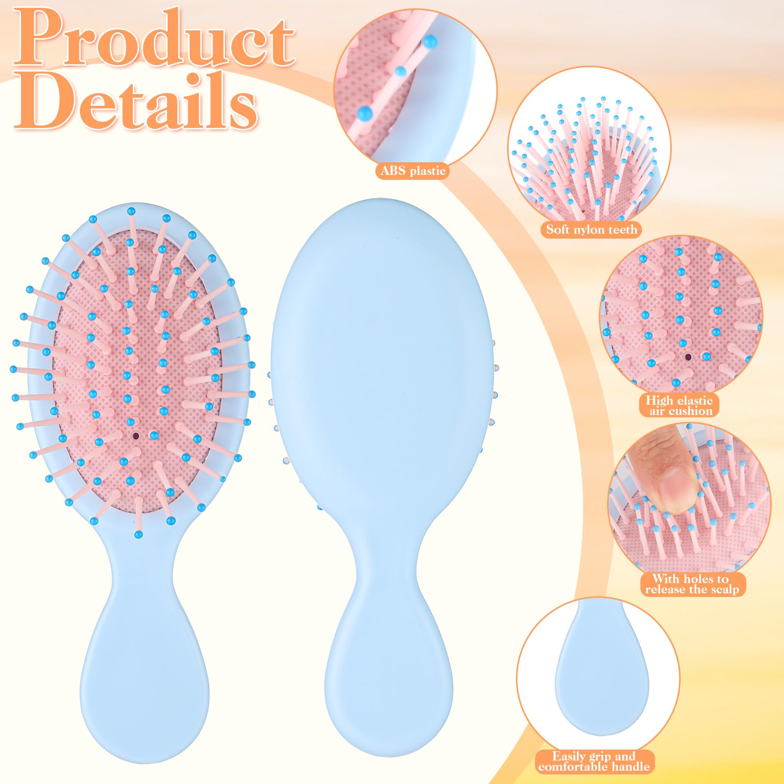 ProSuites mini hair brush bristles detail showing gentle massage dots.
