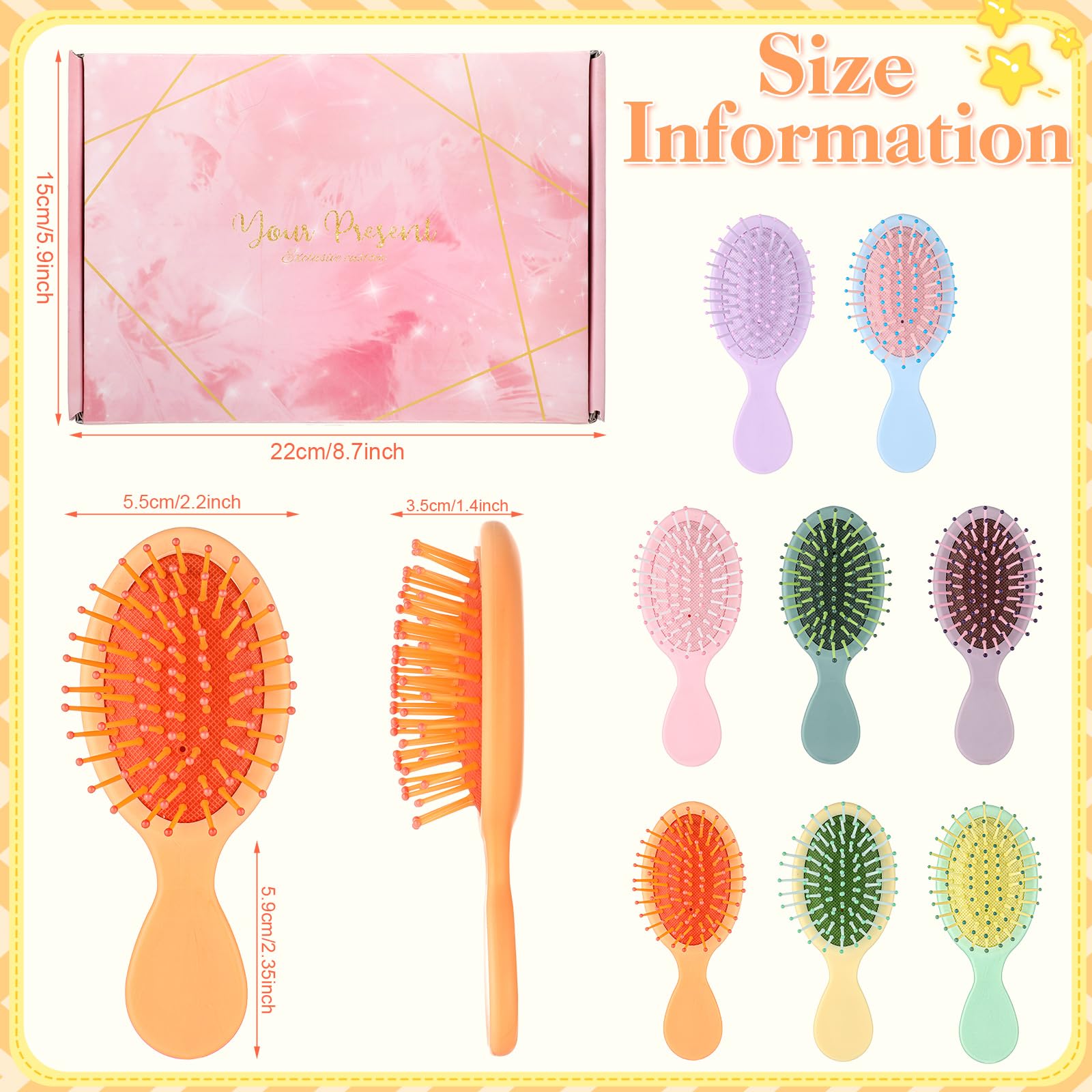 ProSuites mini hair brush set color varieties, ideal for coordinating outfits.