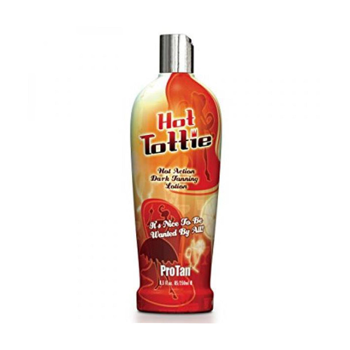 Pro Tan Hot Tottie tanning bed lotion close-up highlighting a rich formulation for deep bronze color