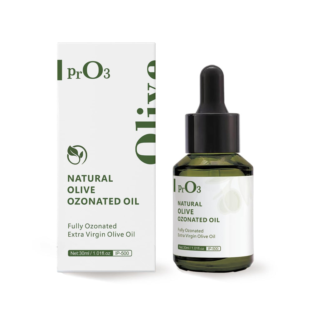PrO3 fully ozonated oil bottle for daily skin nourishment.