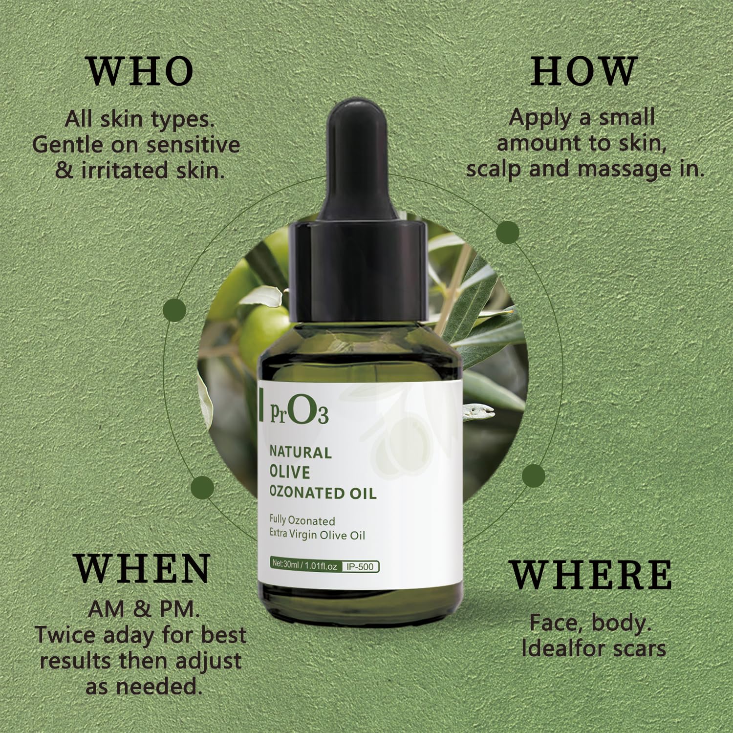 PrO3 packaging with glass dropper conveys premium skincare oil.