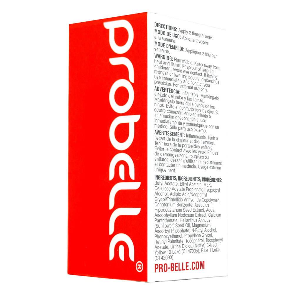 Probelle Anti-Bite bottle demonstrates easy removal with polish remover.