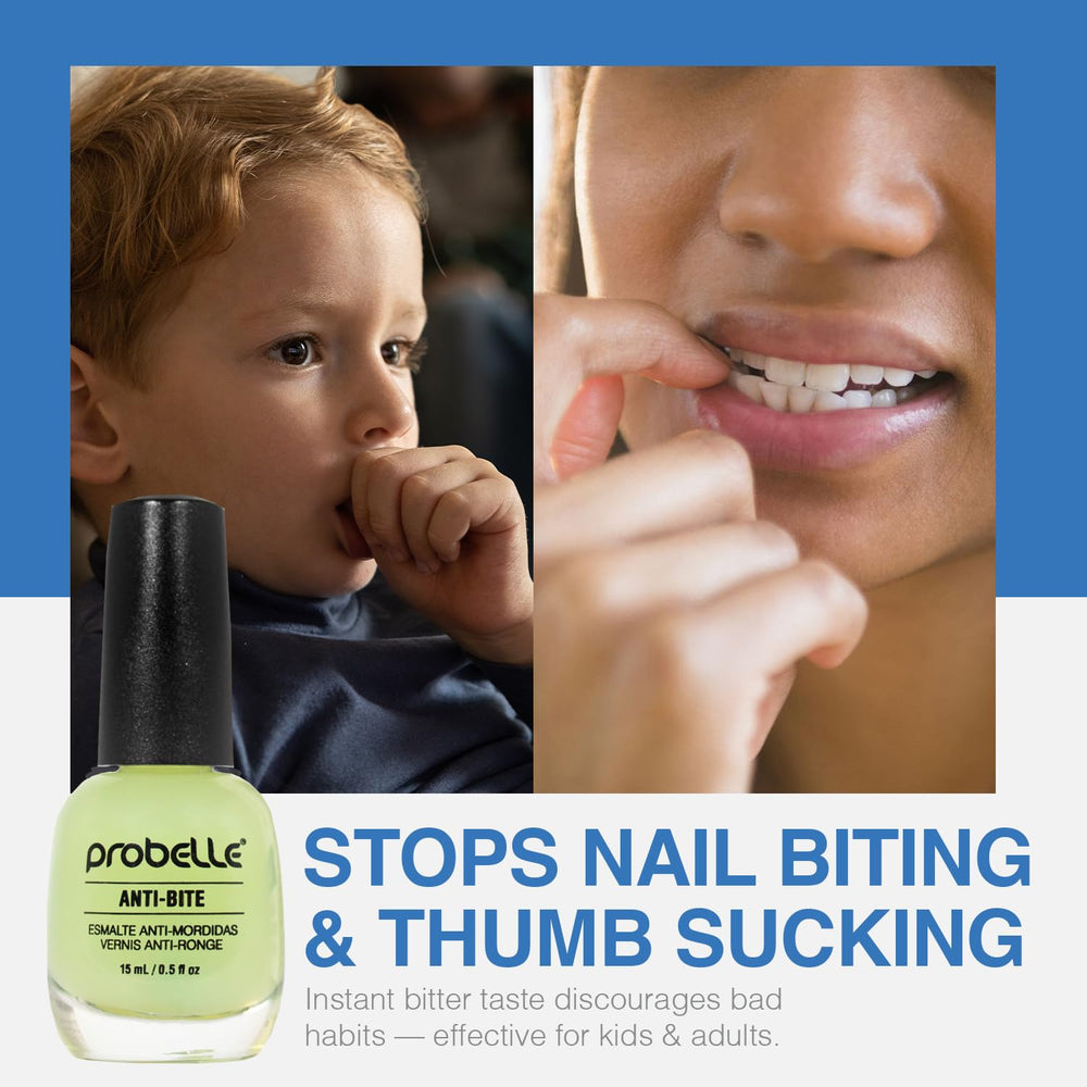 Probelle Anti-Bite for kids 3+ demonstrates a family-friendly habit-deterrent.