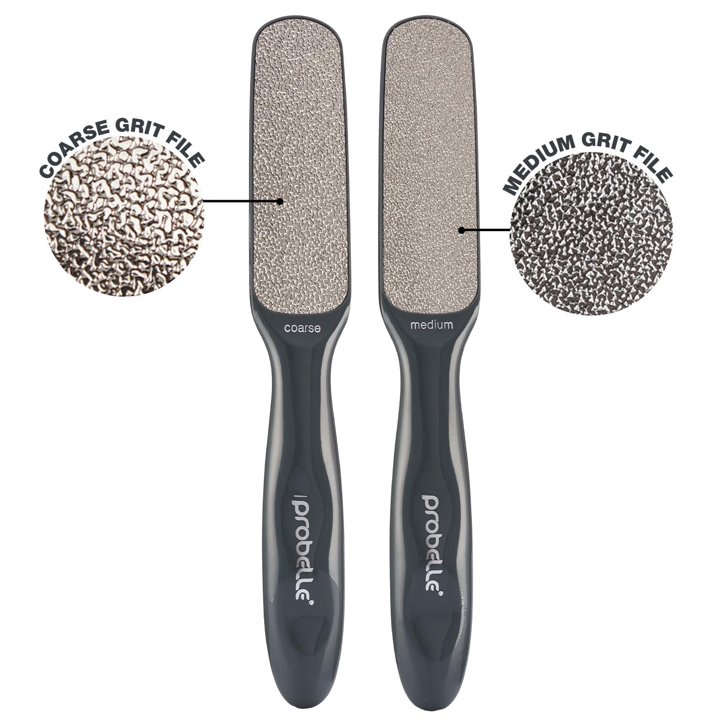 Probelle nickel foot file coarse side action on heavy calluses