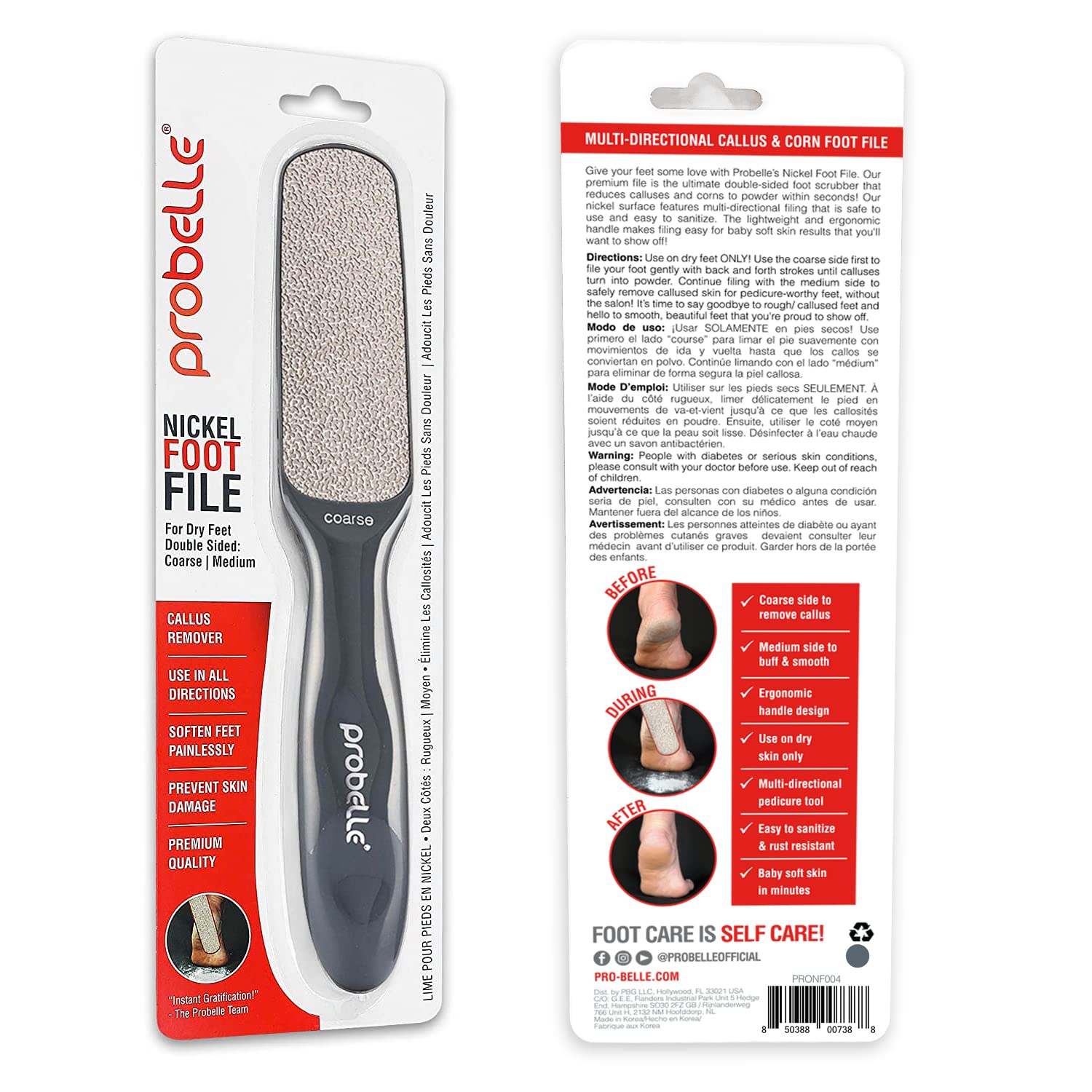 Probelle foot file for home pedicure and smoother feet