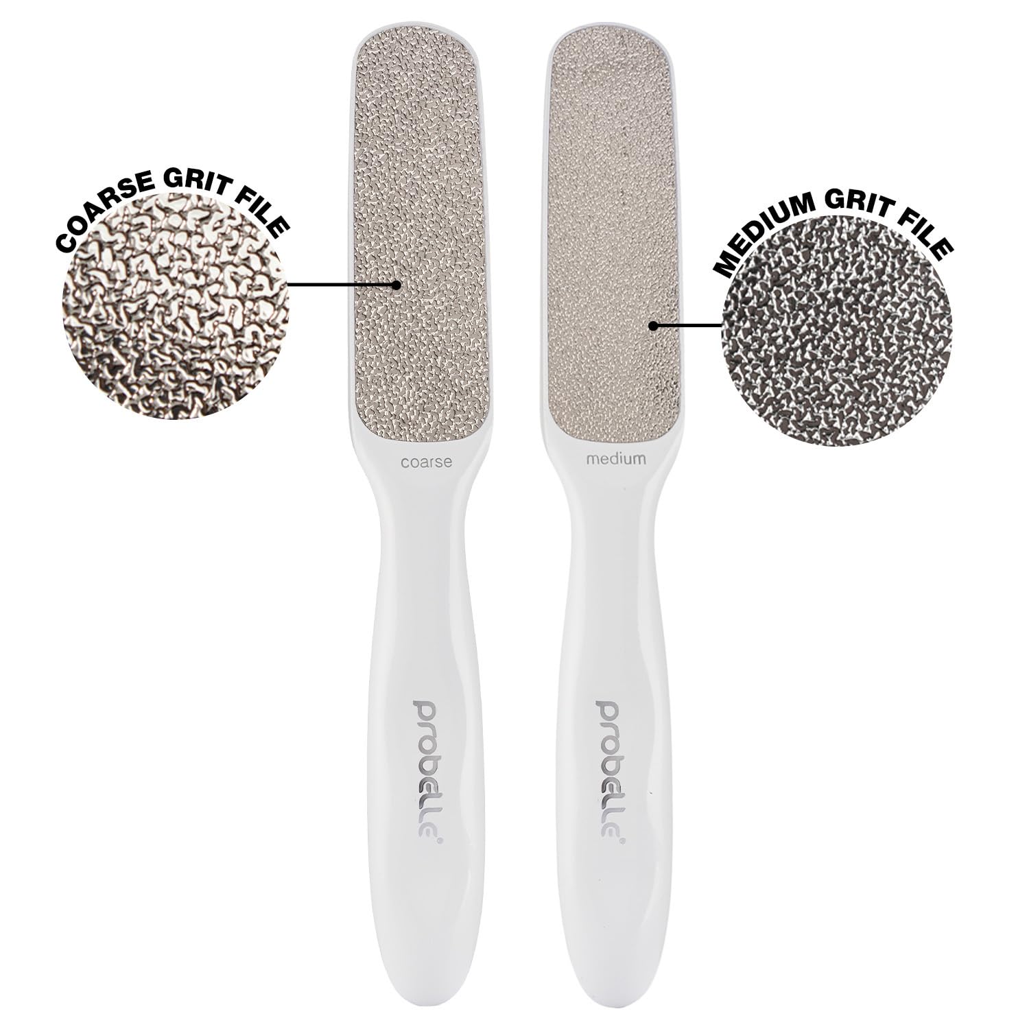 Probelle foot file medium side for smoother finish.